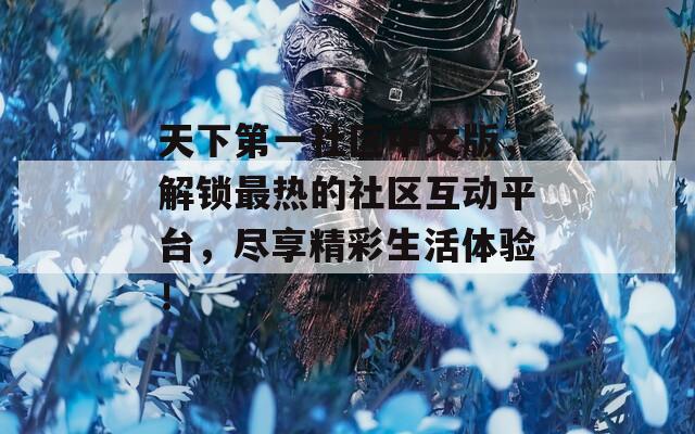 天下第一社区中文版，解锁最热的社区互动平台，尽享精彩生活体验！