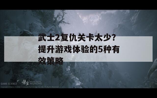 武士2复仇关卡太少？提升游戏体验的5种有效策略
