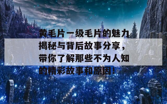 黄毛片一级毛片的魅力揭秘与背后故事分享，带你了解那些不为人知的精彩故事和原因！