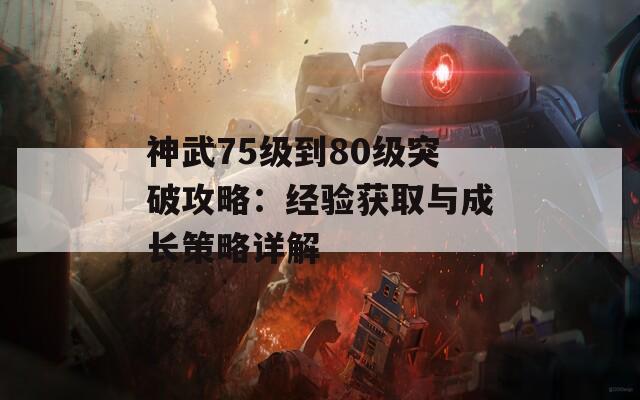 神武75级到80级突破攻略：经验获取与成长策略详解