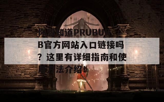 你想知道PRUBURB官方网站入口链接吗？这里有详细指南和使用方法介绍！