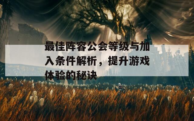 最佳阵容公会等级与加入条件解析，提升游戏体验的秘诀