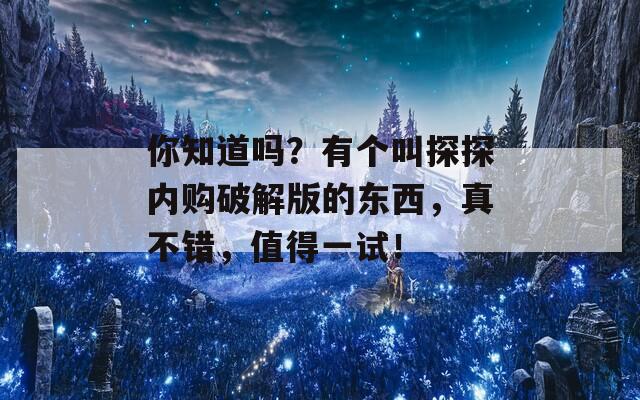 你知道吗？有个叫探探内购破解版的东西，真不错，值得一试！