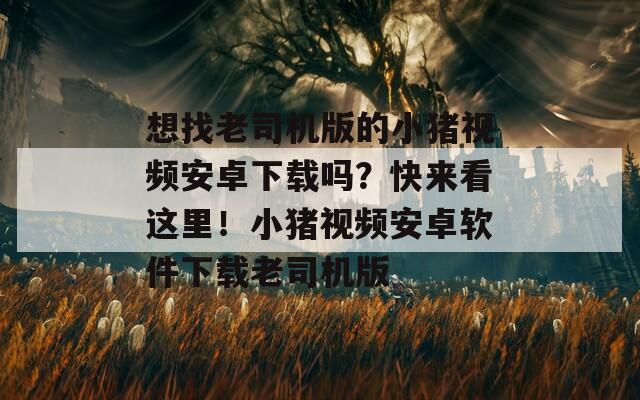 想找老司机版的小猪视频安卓下载吗？快来看这里！小猪视频安卓软件下载老司机版